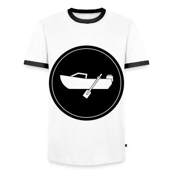 boot icon circle - Men's Ringer Shirt - white/black - Front - AI Model Female 172 light (172cm) & AI Model Male 178 dark (178cm)