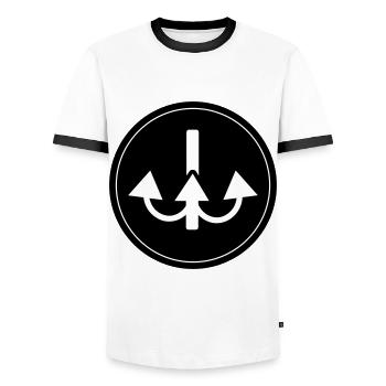 Icône de pêcheur à la ligne - T-shirt contrasté Homme - blanc/noir - Devant - AI Model Female 172 light (172cm) & AI Model Male 178 dark (178cm)
