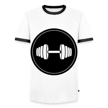 Hantel gewichte Kreis - Männer Kontrast-T-Shirt - Weiß/Schwarz - Vorne - AI Model Female 172 light (172cm) & AI Model Male 178 dark (178cm)