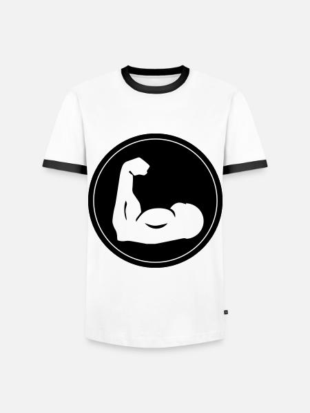 Muscles dumbbell icon - Men's Ringer Shirt - white/black