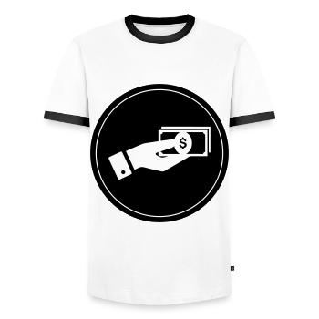 Money Icon - Men's Ringer Shirt - white/black - Front - AI Model Female 172 light (172cm) & AI Model Male 178 dark (178cm)