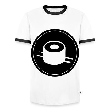Sushi icon Kreis - Männer Kontrast-T-Shirt - Weiß/Schwarz - Vorne - AI Model Female 172 light (172cm) & AI Model Male 178 dark (178cm)