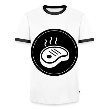 Cercle d’icônes de steak - T-shirt contrasté Homme - blanc/noir - Devant - AI Model Female 172 light (172cm) & AI Model Male 178 dark (178cm)