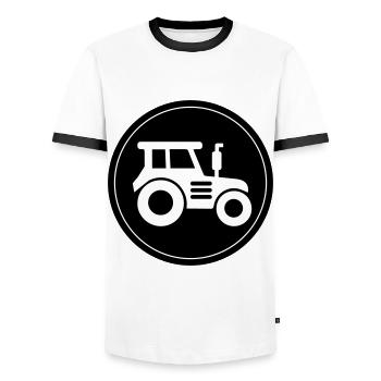 Tractor icon circle - Men's Ringer Shirt - white/black - Front - AI Model Female 172 light (172cm) & AI Model Male 178 dark (178cm)