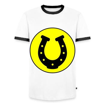 Hufeisen Icon - Männer Kontrast-T-Shirt - Weiß/Schwarz - Vorne - AI Model Female 172 light (172cm) & AI Model Male 178 dark (178cm)
