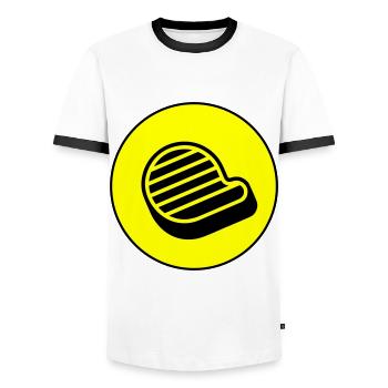 Meat steak symbol - Men's Ringer Shirt - white/black - Front - AI Model Female 172 light (172cm) & AI Model Male 178 dark (178cm)