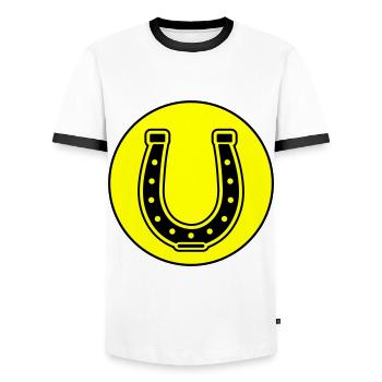 Hufeisen Symbol - Männer Kontrast-T-Shirt - Weiß/Schwarz - Vorne - AI Model Female 172 light (172cm) & AI Model Male 178 dark (178cm)