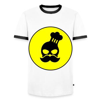 Icône du crâne de cuisinier - T-shirt contrasté Homme - blanc/noir - Devant - AI Model Female 172 light (172cm) & AI Model Male 178 dark (178cm)