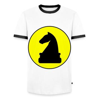 Horse chess piece - Men's Ringer Shirt - white/black - Front - AI Model Female 172 light (172cm) & AI Model Male 178 dark (178cm)