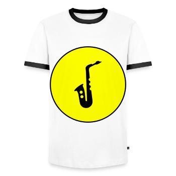 Trompete Symbol - Männer Kontrast-T-Shirt - Weiß/Schwarz - Vorne - AI Model Female 172 light (172cm) & AI Model Male 178 dark (178cm)