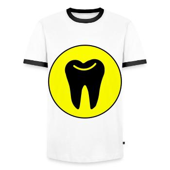 Tooth icon symbol - Men's Ringer Shirt - white/black - Front - AI Model Female 172 light (172cm) & AI Model Male 178 dark (178cm)