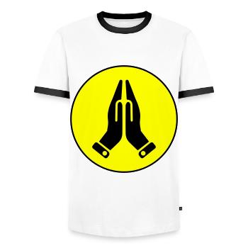Hands symbol - Men's Ringer Shirt - white/black - Front - AI Model Female 172 light (172cm) & AI Model Male 178 dark (178cm)