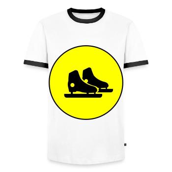 Figure Skating Skates - Men's Ringer Shirt - white/black - Front - AI Model Female 172 light (172cm) & AI Model Male 178 dark (178cm)