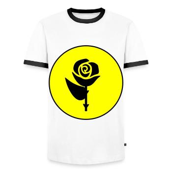 Rose icon Symbol - Männer Kontrast-T-Shirt - Weiß/Schwarz - Vorne - AI Model Female 172 light (172cm) & AI Model Male 178 dark (178cm)
