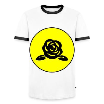 Symbole de la rose - T-shirt contrasté Homme - blanc/noir - Devant - AI Model Female 172 light (172cm) & AI Model Male 178 dark (178cm)