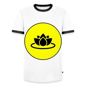 Water Rose Icon Icon - Men's Ringer Shirt - white/black - Front - AI Model Female 172 light (172cm) & AI Model Male 178 dark (178cm)