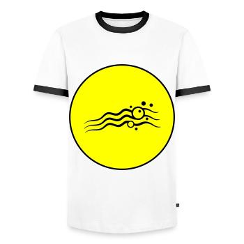 Icône d’onde - T-shirt contrasté Homme - blanc/noir - Devant - AI Model Female 172 light (172cm) & AI Model Male 178 dark (178cm)