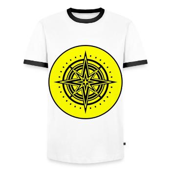 Compass icon icon - Men's Ringer Shirt - white/black - Front - AI Model Female 172 light (172cm) & AI Model Male 178 dark (178cm)