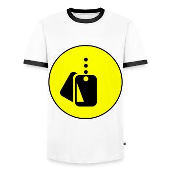 Icône d’icône de badge - T-shirt contrasté Homme - blanc/noir - Devant - AI Model Female 172 light (172cm) & AI Model Male 178 dark (178cm)