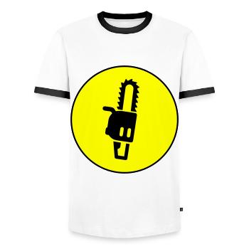 Chainsaw Icon Icon - Men's Ringer Shirt - white/black - Front - AI Model Female 172 light (172cm) & AI Model Male 178 dark (178cm)