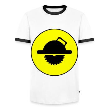 Silhouette du symbole de la scie circulaire à la main - T-shirt contrasté Homme - blanc/noir - Devant - AI Model Female 172 light (172cm) & AI Model Male 178 dark (178cm)