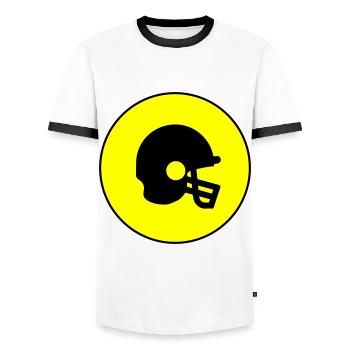 Icône Casque de football - T-shirt contrasté Homme - blanc/noir - Devant - AI Model Female 172 light (172cm) & AI Model Male 178 dark (178cm)