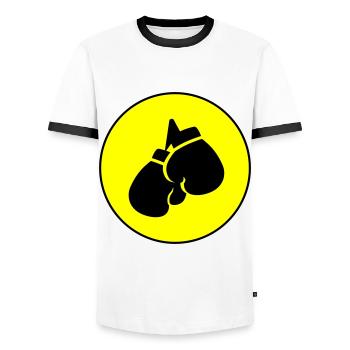 Boxhandschuhe symbol - Männer Kontrast-T-Shirt - Weiß/Schwarz - Vorne - AI Model Female 172 light (172cm) & AI Model Male 178 dark (178cm)