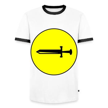 Sword Icon Icon - Men's Ringer Shirt - white/black - Front - AI Model Female 172 light (172cm) & AI Model Male 178 dark (178cm)