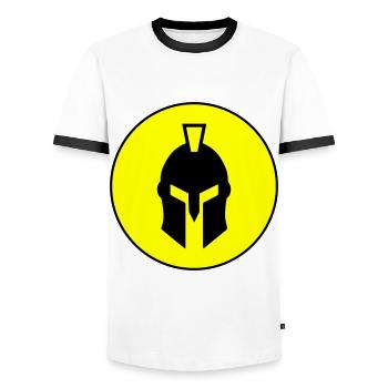 Spartaner Helm - Männer Kontrast-T-Shirt - Weiß/Schwarz - Vorne - AI Model Female 172 light (172cm) & AI Model Male 178 dark (178cm)