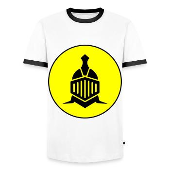 Ritter Helm - Männer Kontrast-T-Shirt - Weiß/Schwarz - Vorne - AI Model Female 172 light (172cm) & AI Model Male 178 dark (178cm)