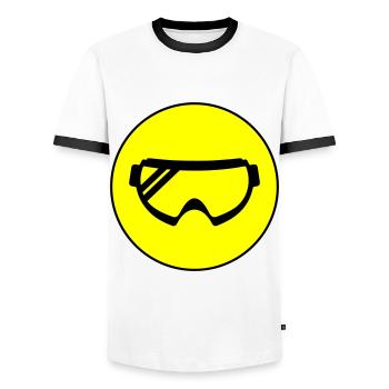 Ski goggles icon - Men's Ringer Shirt - white/black - Front - AI Model Female 172 light (172cm) & AI Model Male 178 dark (178cm)