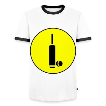 Cricket icon symbol - Men's Ringer Shirt - white/black - Front - AI Model Female 172 light (172cm) & AI Model Male 178 dark (178cm)
