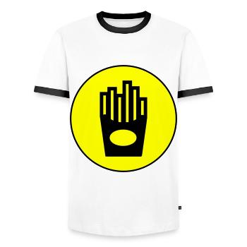 Français symbole de restauration rapide frites - T-shirt contrasté Homme - blanc/noir - Devant - AI Model Female 172 light (172cm) & AI Model Male 178 dark (178cm)