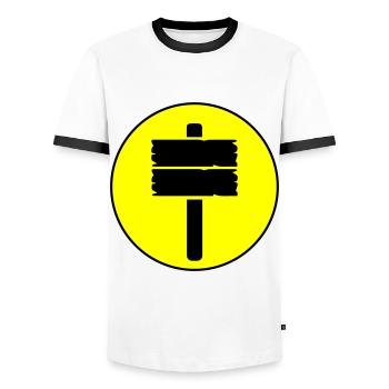 Icône de signalisation - T-shirt contrasté Homme - blanc/noir - Devant - AI Model Female 172 light (172cm) & AI Model Male 178 dark (178cm)