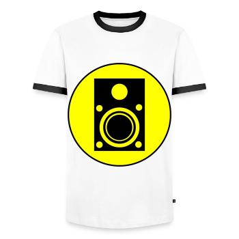Speakers music symbol - Men's Ringer Shirt - white/black - Front - AI Model Female 172 light (172cm) & AI Model Male 178 dark (178cm)