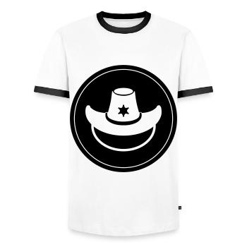 Cowboy kopf western - Männer Kontrast-T-Shirt - Weiß/Schwarz - Vorne - AI Model Female 172 light (172cm) & AI Model Male 178 dark (178cm)