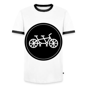 Bike tandem - Men's Ringer Shirt - white/black - Front - AI Model Female 172 light (172cm) & AI Model Male 178 dark (178cm)