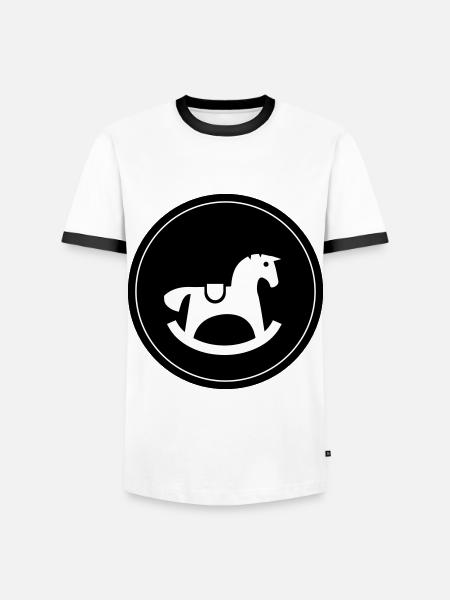 Cheval à bascule Jouet Bébé - T-shirt contrasté Homme - blanc/noir