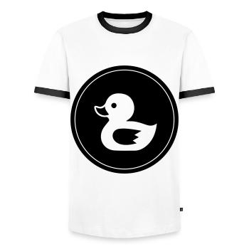 Icône de canard - T-shirt contrasté Homme - blanc/noir - Devant - AI Model Female 172 light (172cm) & AI Model Male 178 dark (178cm)