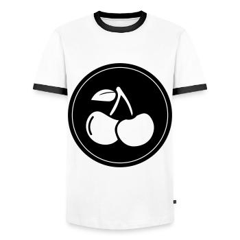 Cherry fruit - Men's Ringer Shirt - white/black - Front - AI Model Female 172 light (172cm) & AI Model Male 178 dark (178cm)