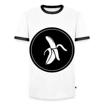 Banana Icon - Men's Ringer Shirt - white/black - Front - AI Model Female 172 light (172cm) & AI Model Male 178 dark (178cm)