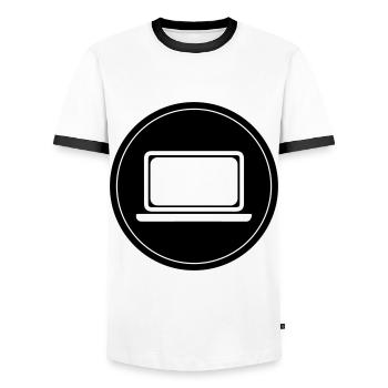 Ordinateur portable Pc Office - T-shirt contrasté Homme - blanc/noir - Devant - AI Model Female 172 light (172cm) & AI Model Male 178 dark (178cm)