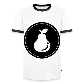 Birne Obst - Männer Kontrast-T-Shirt - Weiß/Schwarz - Vorne - AI Model Female 172 light (172cm) & AI Model Male 178 dark (178cm)