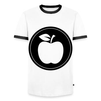 Apfel Symbol - Männer Kontrast-T-Shirt - Weiß/Schwarz - Vorne - AI Model Female 172 light (172cm) & AI Model Male 178 dark (178cm)
