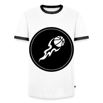 Basketball flame - Men's Ringer Shirt - white/black - Front - AI Model Female 172 light (172cm) & AI Model Male 178 dark (178cm)