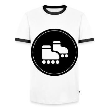 Inline skates sport - Men's Ringer Shirt - white/black - Front - AI Model Female 172 light (172cm) & AI Model Male 178 dark (178cm)