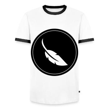 Cercle de symboles de stylo - T-shirt contrasté Homme - blanc/noir - Devant - AI Model Female 172 light (172cm) & AI Model Male 178 dark (178cm)