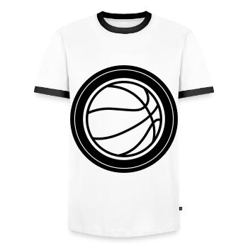 Cercle de basketball - T-shirt contrasté Homme - blanc/noir - Devant - AI Model Female 172 light (172cm) & AI Model Male 178 dark (178cm)