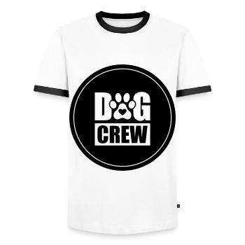 Dog Crew Kreis - Männer Kontrast-T-Shirt - Weiß/Schwarz - Vorne - AI Model Female 172 light (172cm) & AI Model Male 178 dark (178cm)