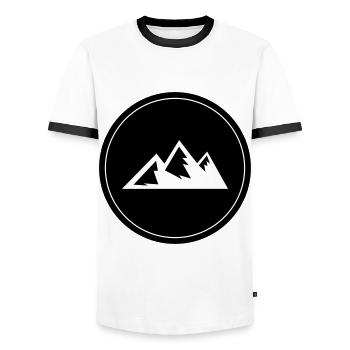 Berg Icon Symbol Kreis - Männer Kontrast-T-Shirt - Weiß/Schwarz - Vorne - AI Model Female 172 light (172cm) & AI Model Male 178 dark (178cm)